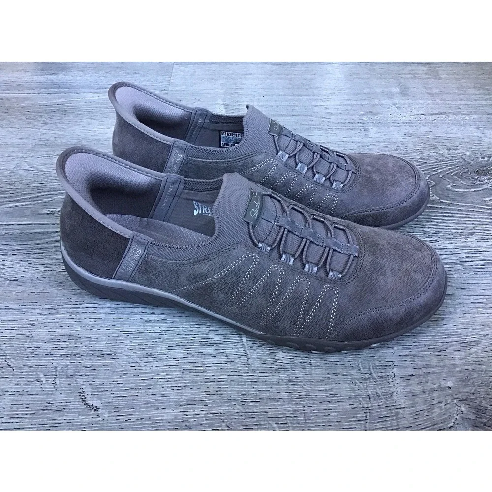Skechers Slip Ins Womens Breathe Easy Size 10 Home Dark Taupe Shoes #100615